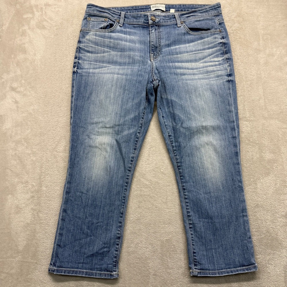 BKE denim Jeans Womens 34 Payton 23" Crop Cuffed Mid Rise Straight Leg Whiskered